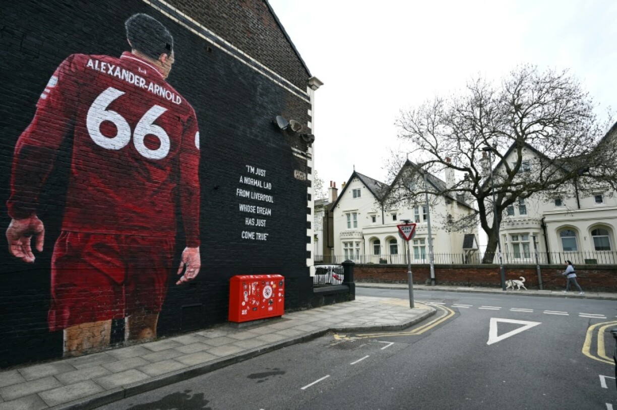 A mural of Trent Alexander-Arnold outside Liverpool's Anfield ground