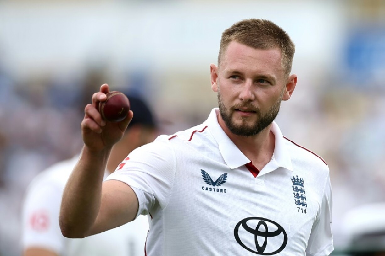 England's Gus Atkinson acknowledges the crowd after his five-wicket haul