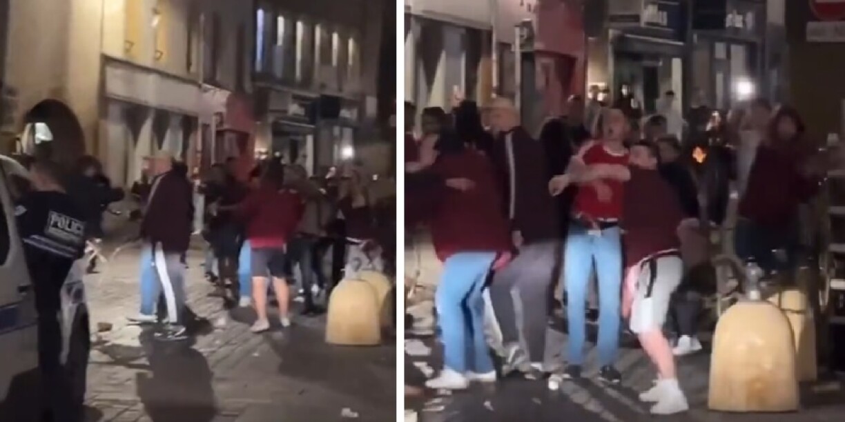 La vidéo diffusée sur Twitter montre une patrouille ciblée par des jets d'objets dans le centre-ville de Metz.