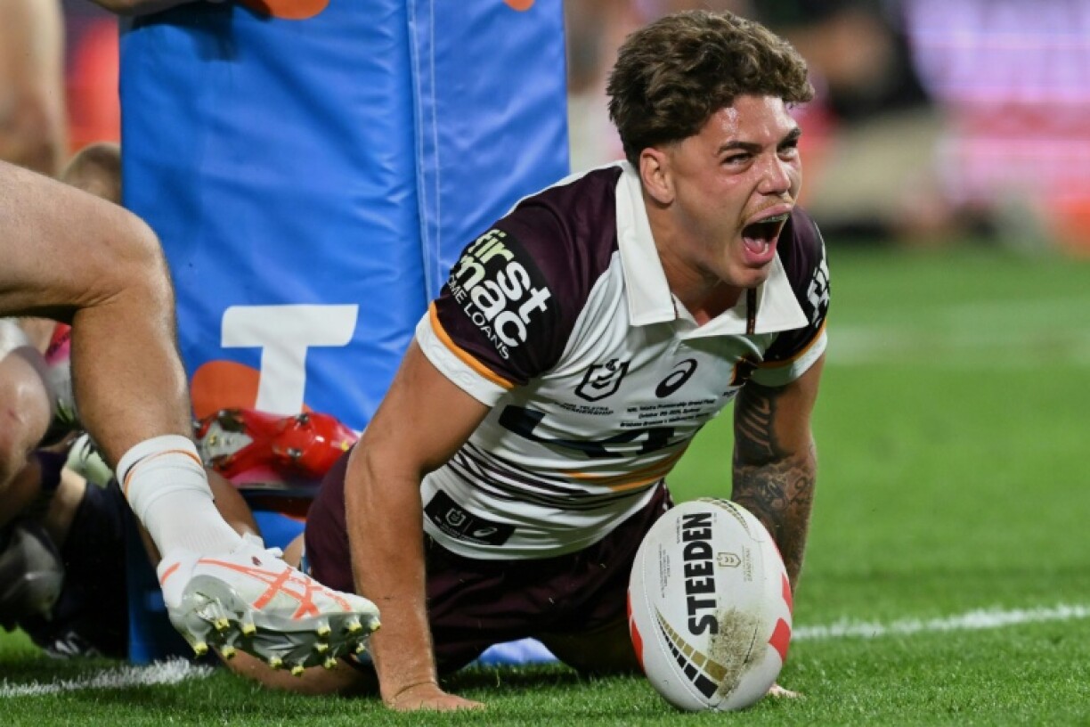 Australia full-back Reece Walsh scores for Brisbane Broncos in the National Rugby League (NRL) Grand Final