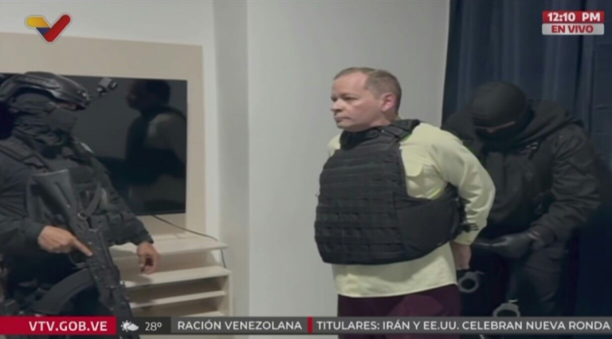 Opposition politician Juan Pablo Guanipa, seen here in a screen grab from state TV, was arrested on charges of plotting to sabotage parliamentary and regional elections that the opposition has vowed to boycott