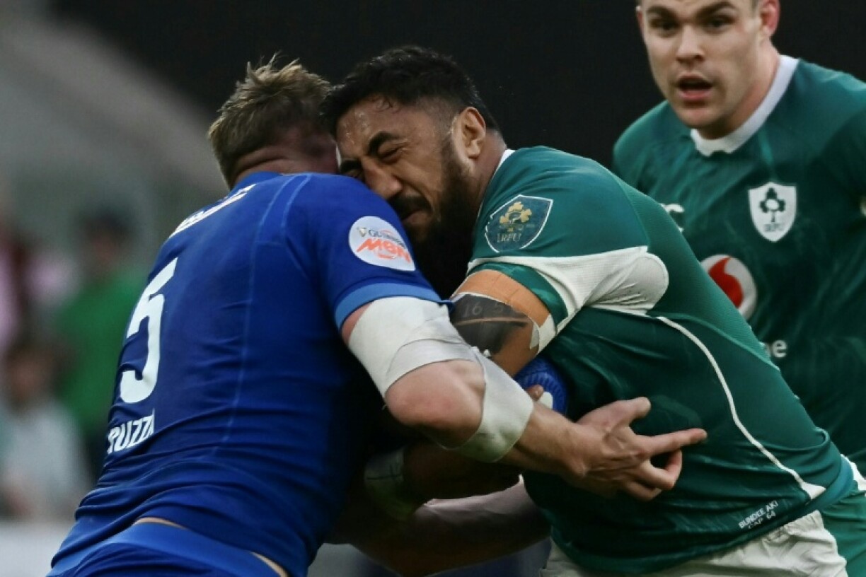 Ireland centre Bundee Aki (R) is one of several Irish stars whose decline has been exposed in the Autumn Nations Series