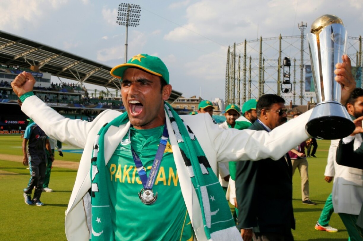 Time to celebrate: Pakistan's Fakhar Zaman holds the cup after the 2017 Champions Trophy final win over India