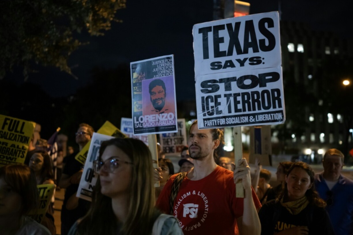 Manifestation la police américaine de l'immigration ICE à Austin, le 21 septembre 2026 au Texas