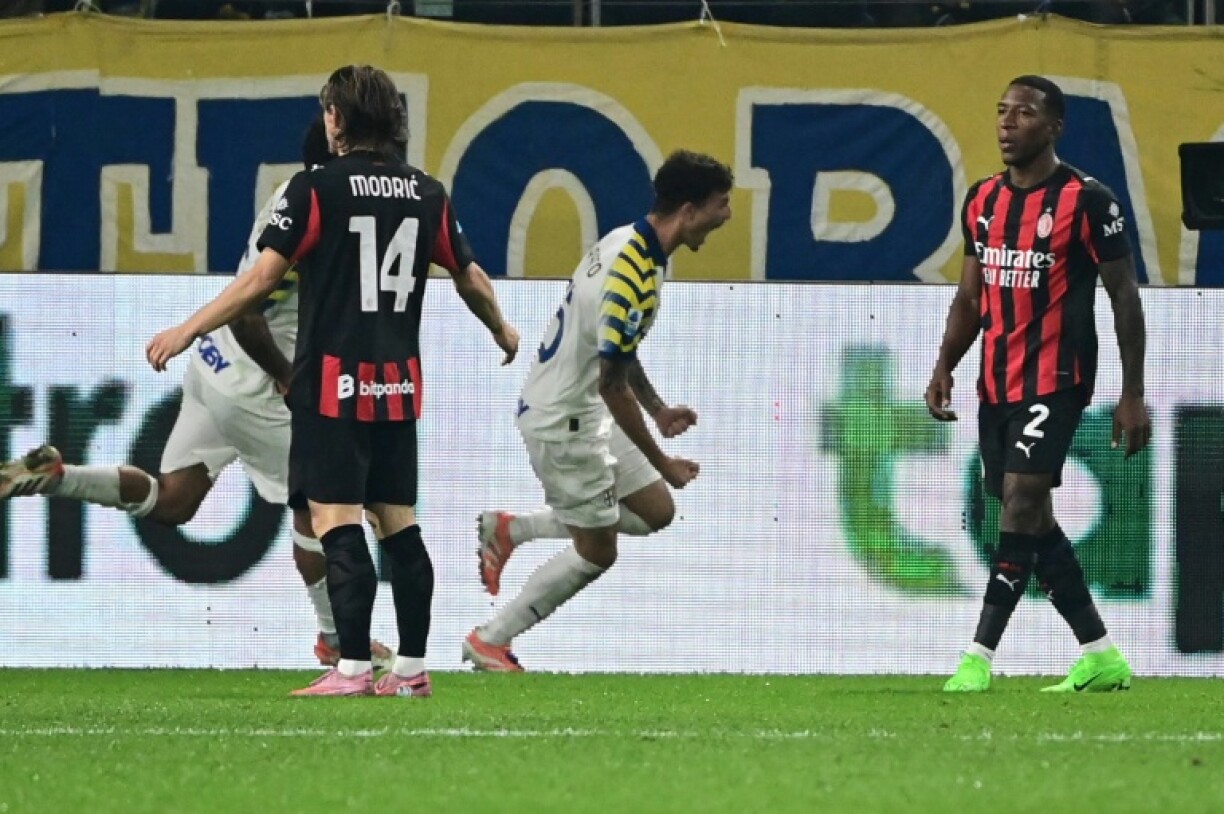 Enrico Del Prato (C) scored Parma's equaliser against AC Milan