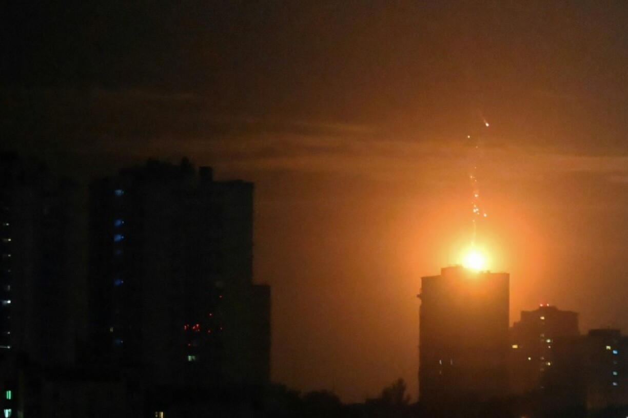 A Russian drone is shot down during overnight attacks on Kyiv