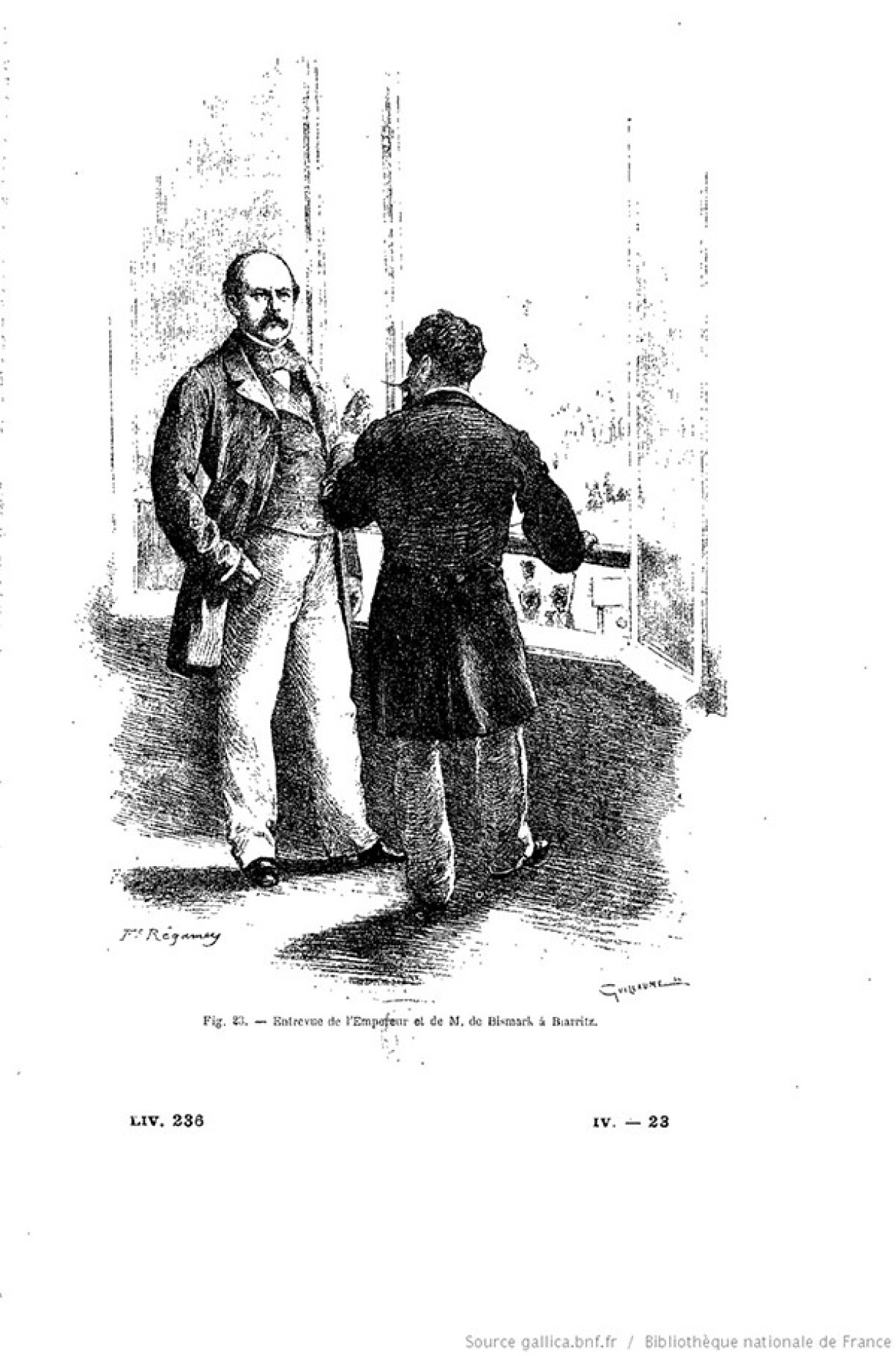 The Biarritz meeting between Napoleon III and Otto von Bismarck in 1865.
