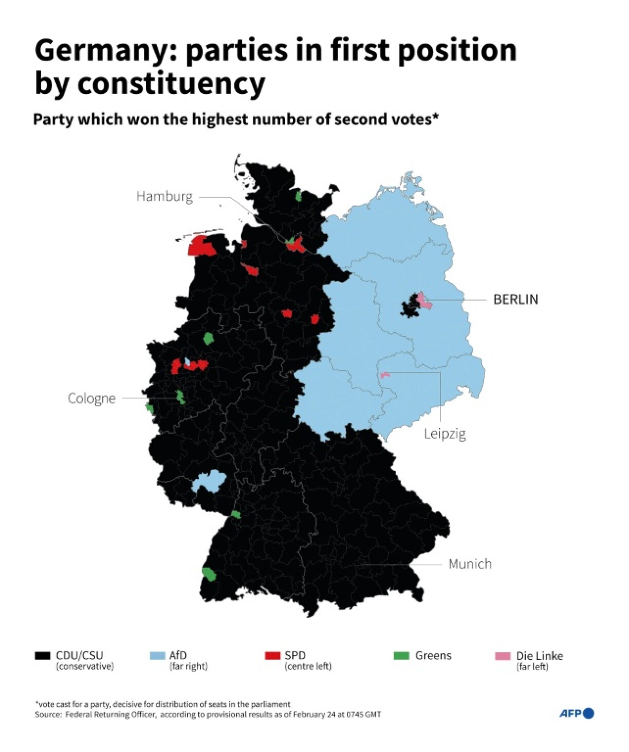 Germany: parties in first position by constituency