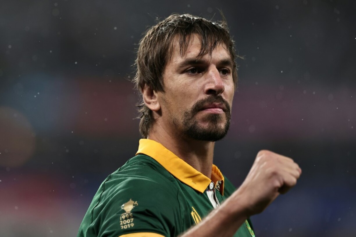 Le deuxième-ligne des Springboks Eben Etzebeth après la victoire contre l'Angleterre en demi-finale du Mondial le 21 octobre 2021 au Stade de France à Saint-Denis