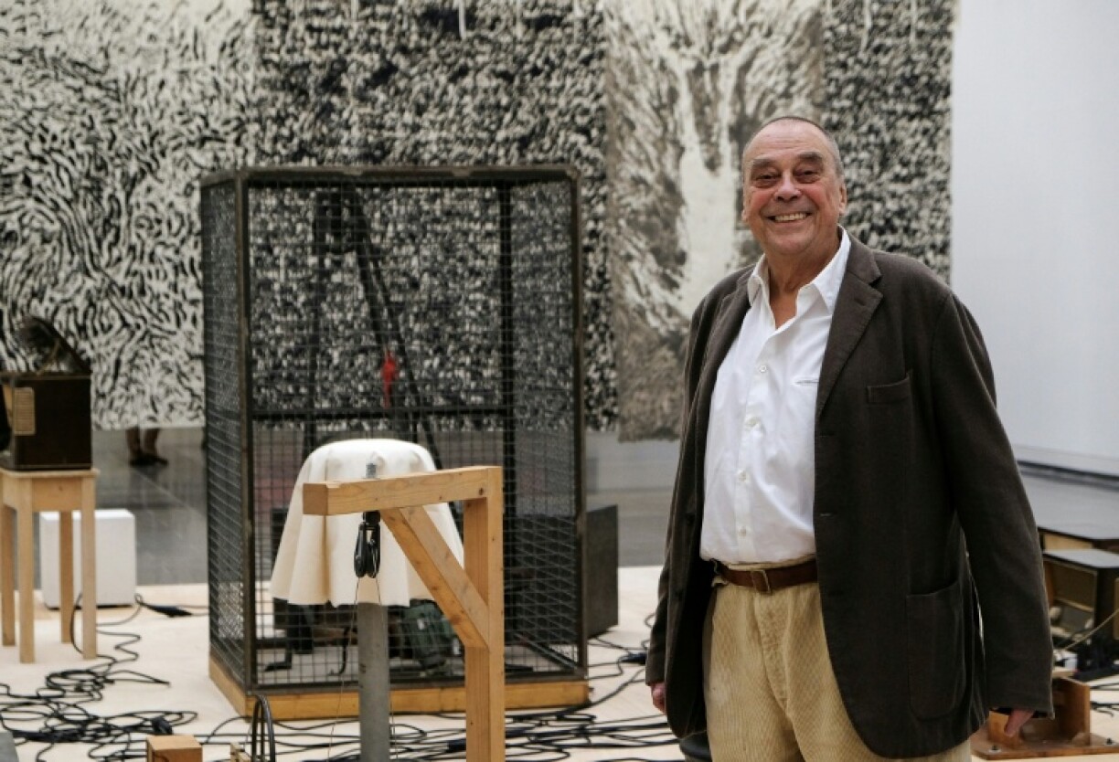 German artist Guenther Uecker during an exhibition in Duesseldorf on February 5, 2015