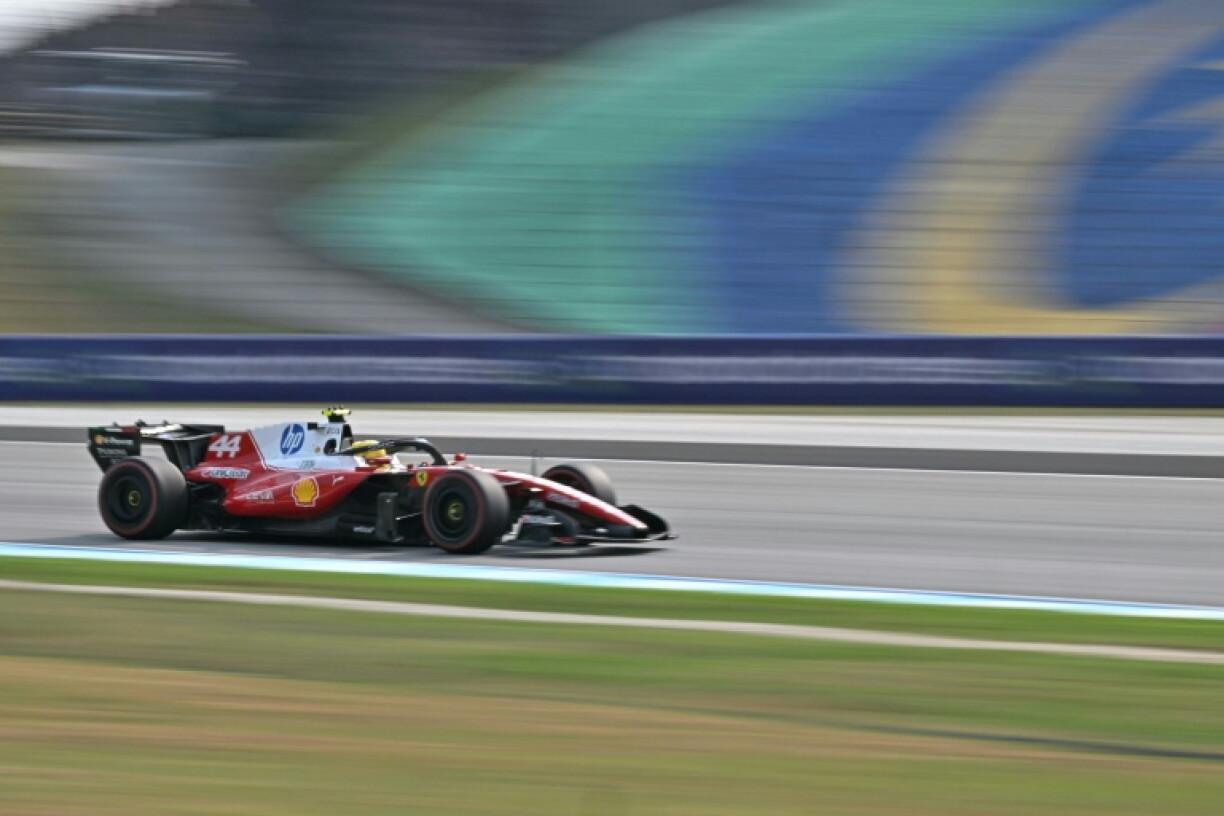 Ferrari's British driver Lewis Hamilton drives during the qualifying session of the Formula One Bahrain Grand Prix in Sepang on October 3, 2026.