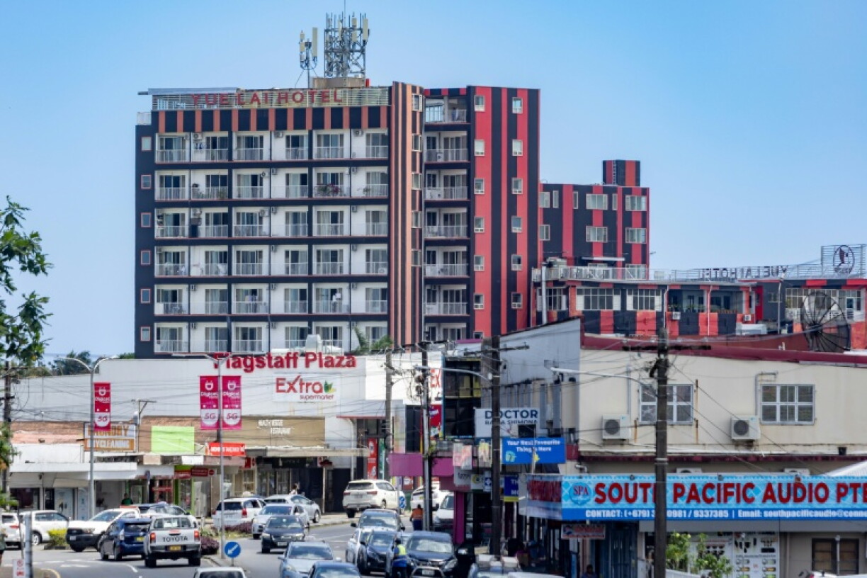 A general view shows the Yue Lai Hotel, owned by local businessman Zhao Fugang, in Suva on October 8, 2026