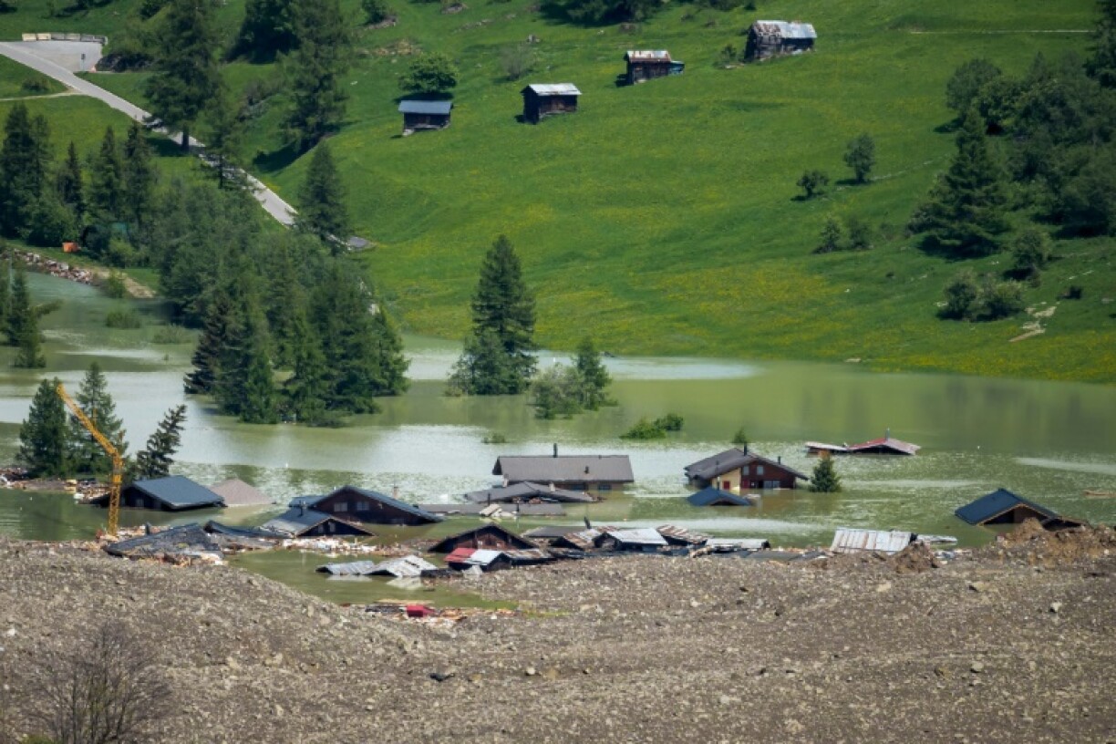An artificial lake has formed near the village of Blatten, destroyed in the glacier collapse