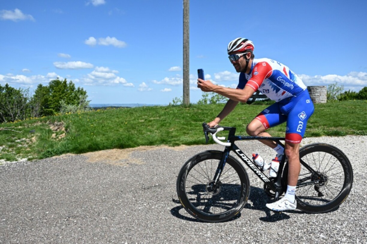 Thibaut Pinot à l'entraînement à La Planche des belles filles, le 18 mai 2022 à Plancher-les-Mines