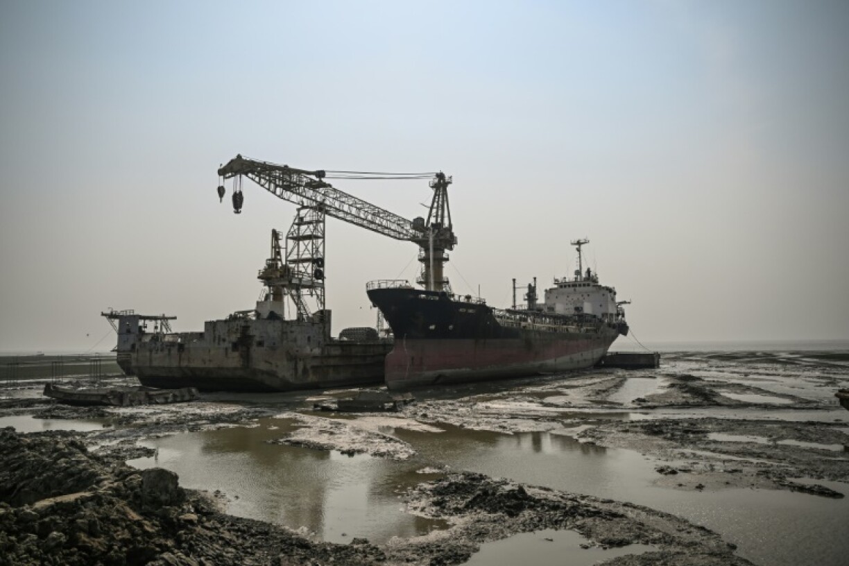 Ships being dismantled on the beach in Chittagong, Bangladesh
