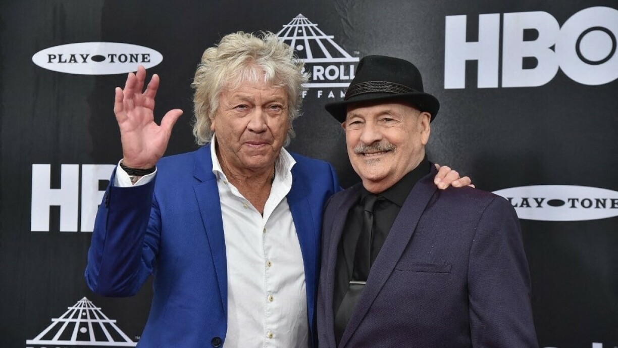 Den John Lodge, spéidere Member vun der Band an de Mike Pinder, Grënnungsmember vun The Moody Blues