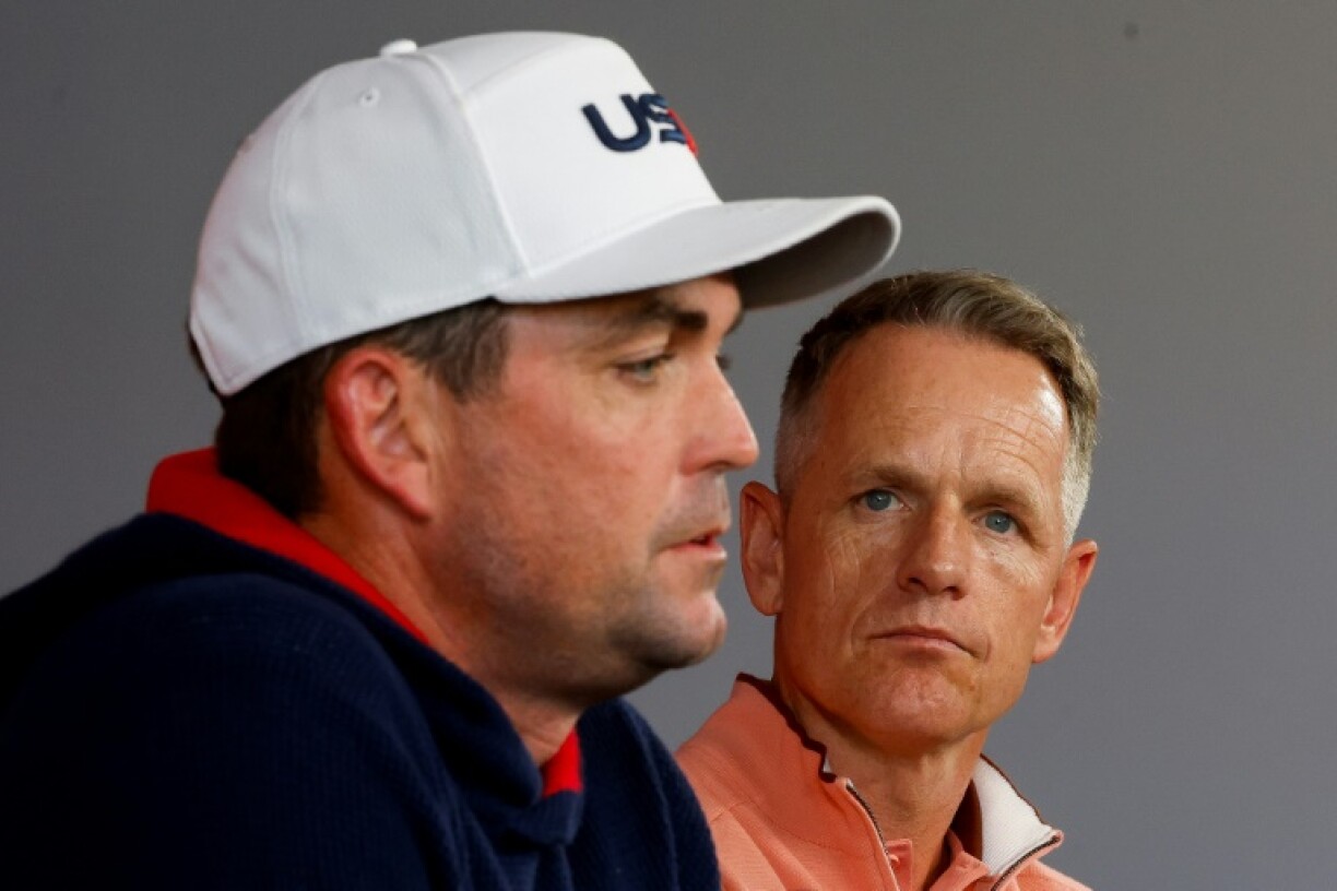 United States Ryder Cup captain Keegan Bradley, left, defended US played receiving money for competing in the Ryder Cup while the Europe team captained by Luke Donald, right, does not