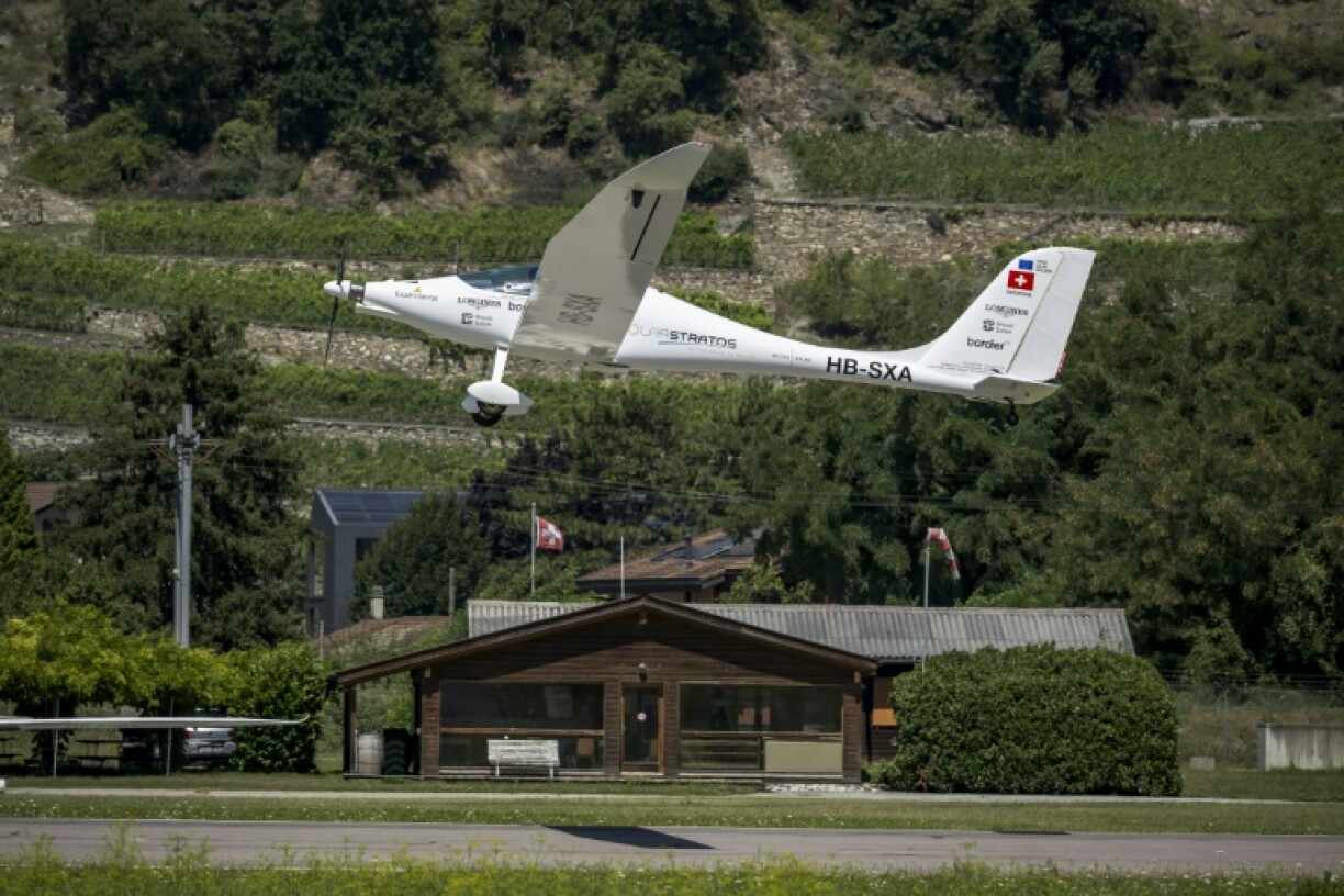 The SolarStratos plane took off from Sion airport and flew down the Rhone valley