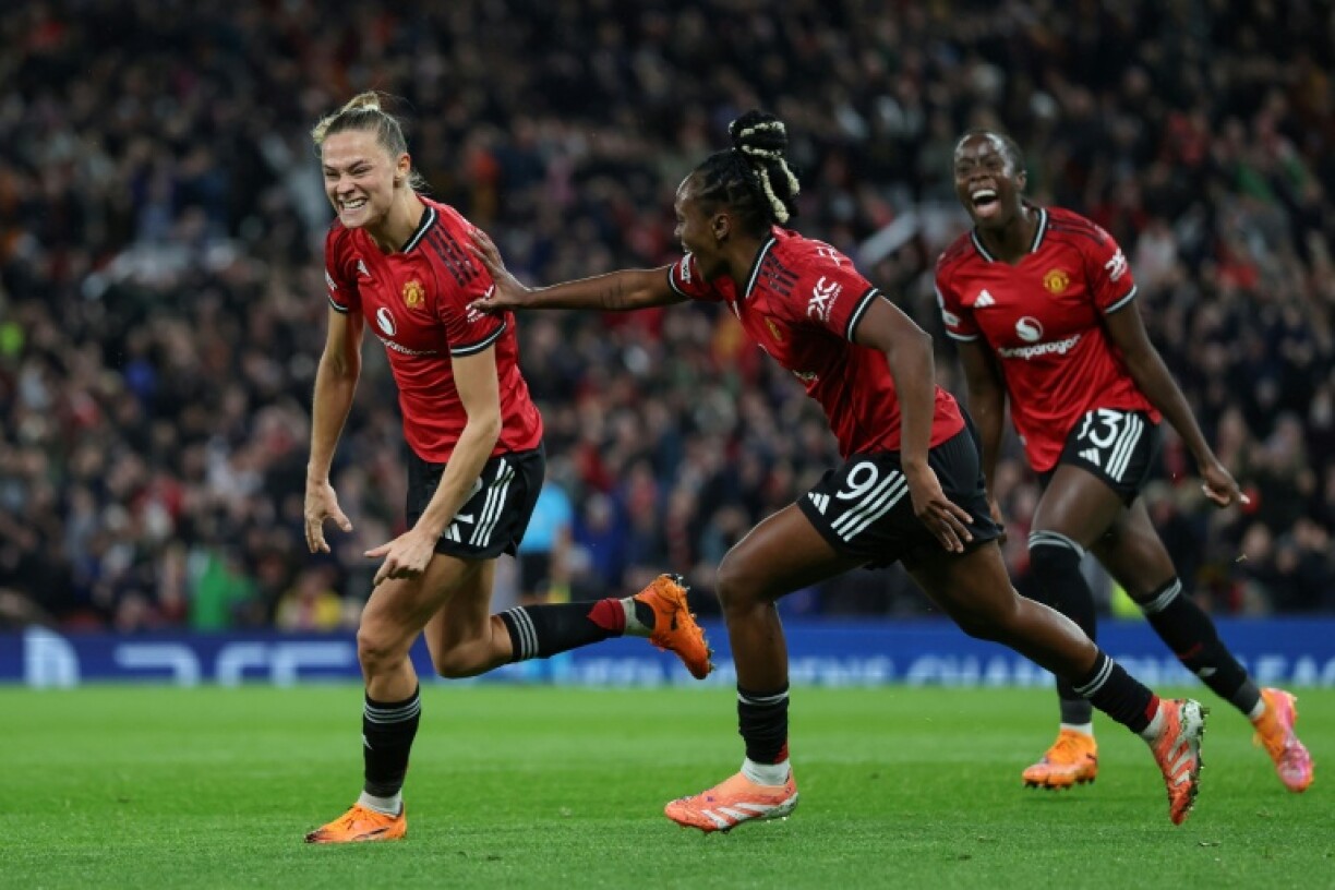 Fridolina Rolfo after heading in the winner at Old Trafford
