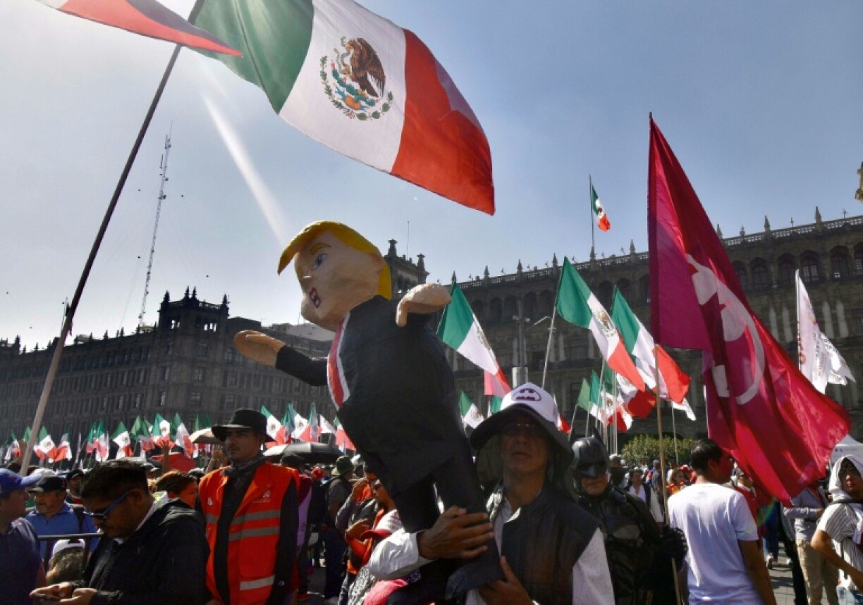 A pinata depicting US President Donald Trump was carried during a rally in Mexico City in March 2025, amid rising tariff tensions betweeen the neighboring countries