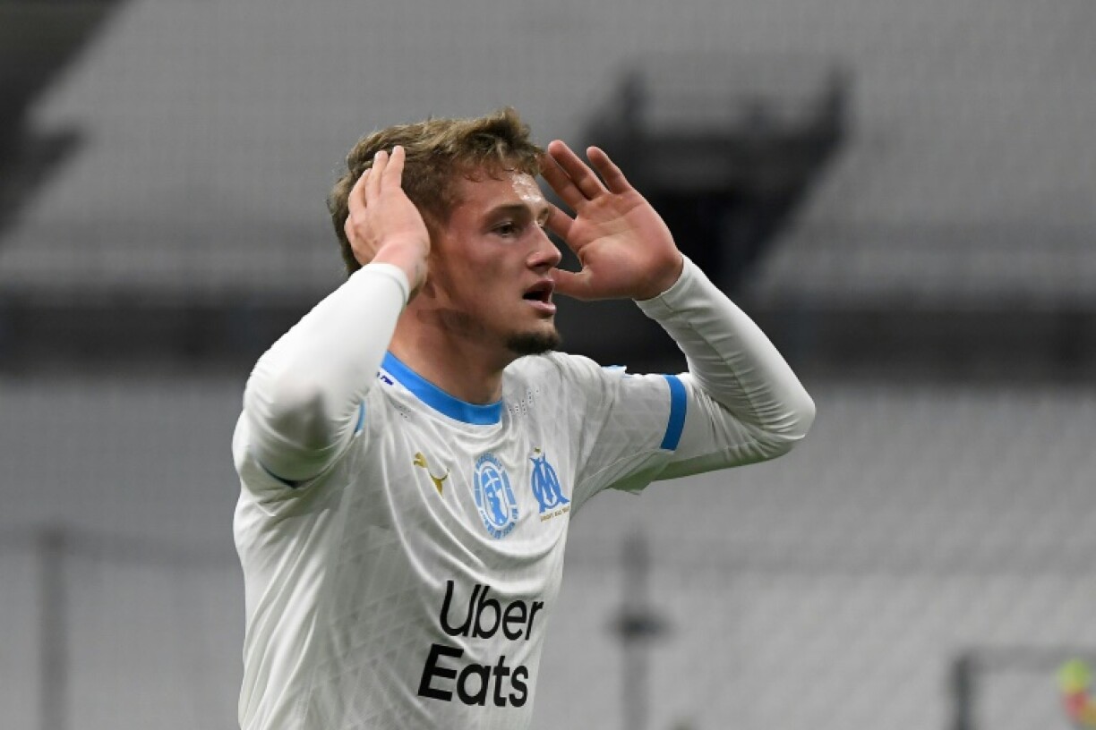 Le milieu de Marseille, Michaël Cuisance, buteur lors du match de Ligue 1 contre le Stade Rennais, au Vélodrome, le 10 mars 2021