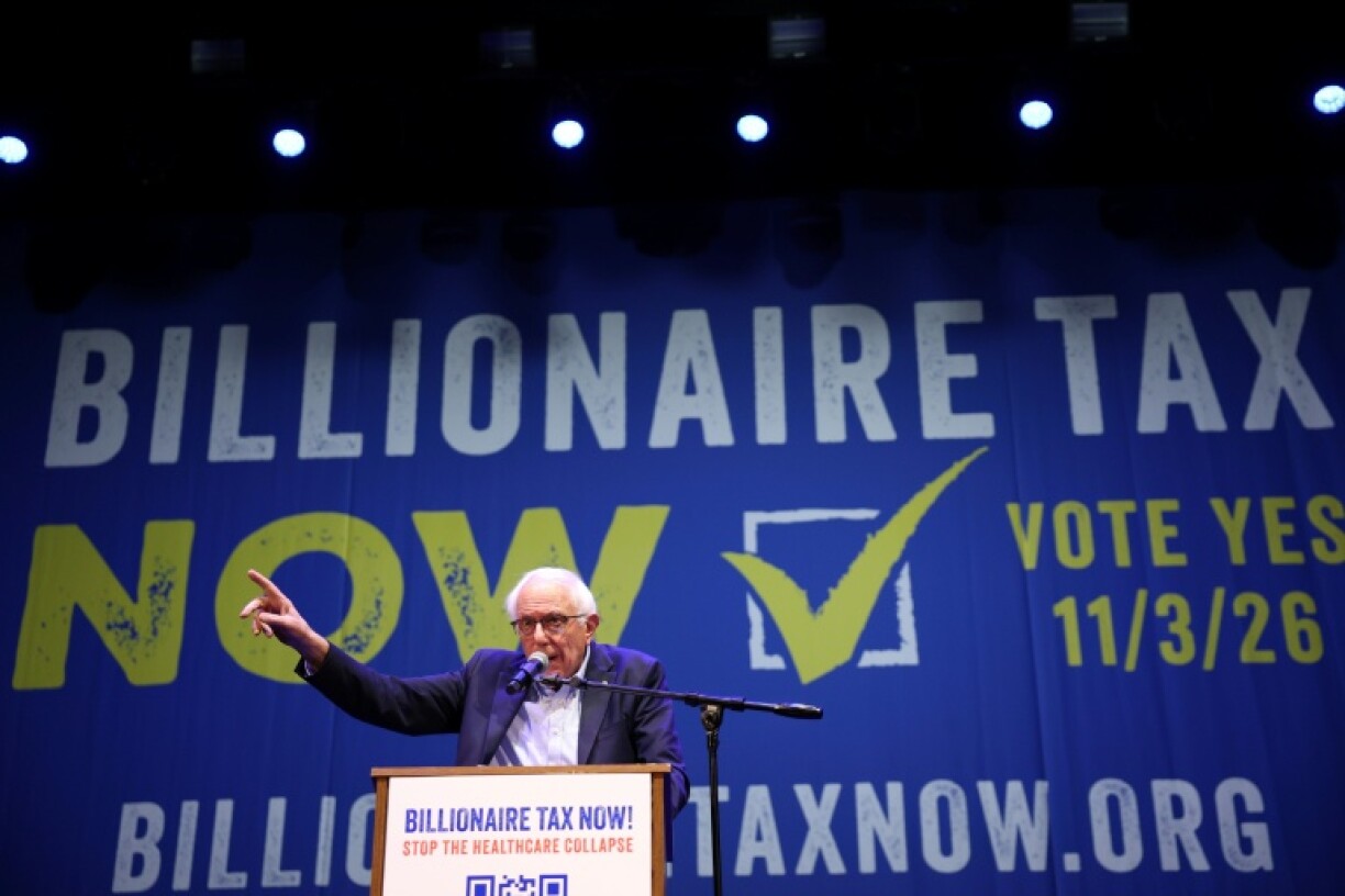 Le sénateur américain Bernie Sanders, lors du lancement de la campagne pour la loi sur la taxation des milliardaires pour financer le système de santé en Californie, le 18 février 2026 à Los Angeles
