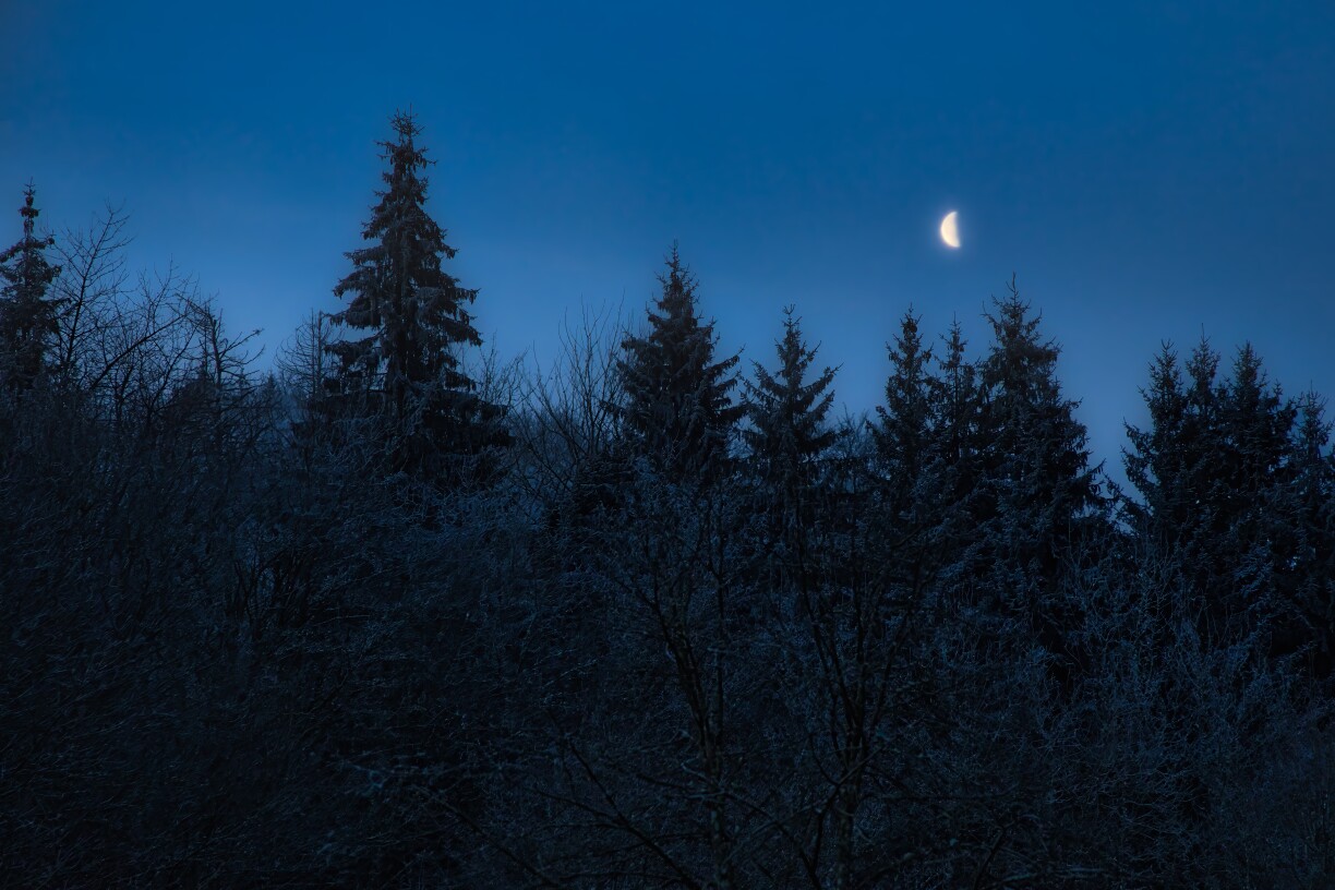 Winter moon in Eschdorf
