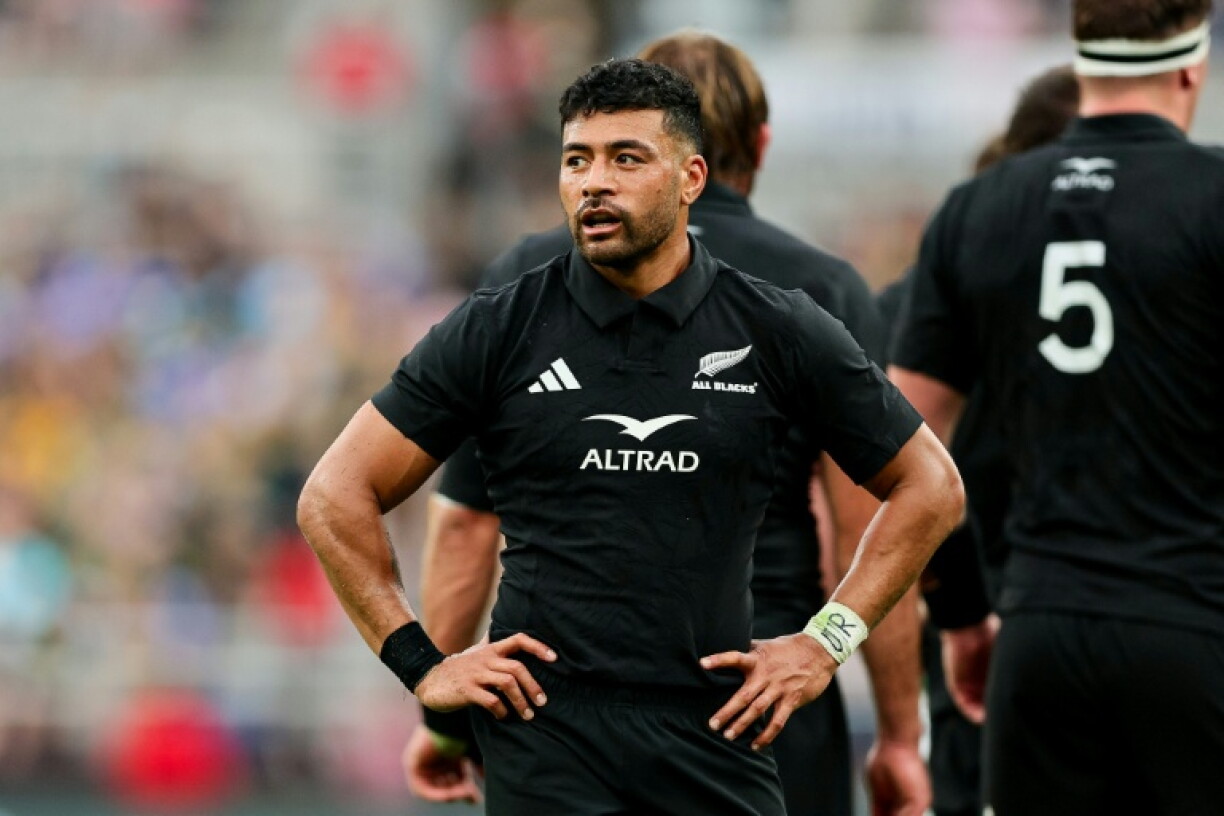 Richie Mo'unga of New Zealand looks on against South Africa during the second half at M&T Bank Stadium on September 12, 2026 in Baltimore, Maryland