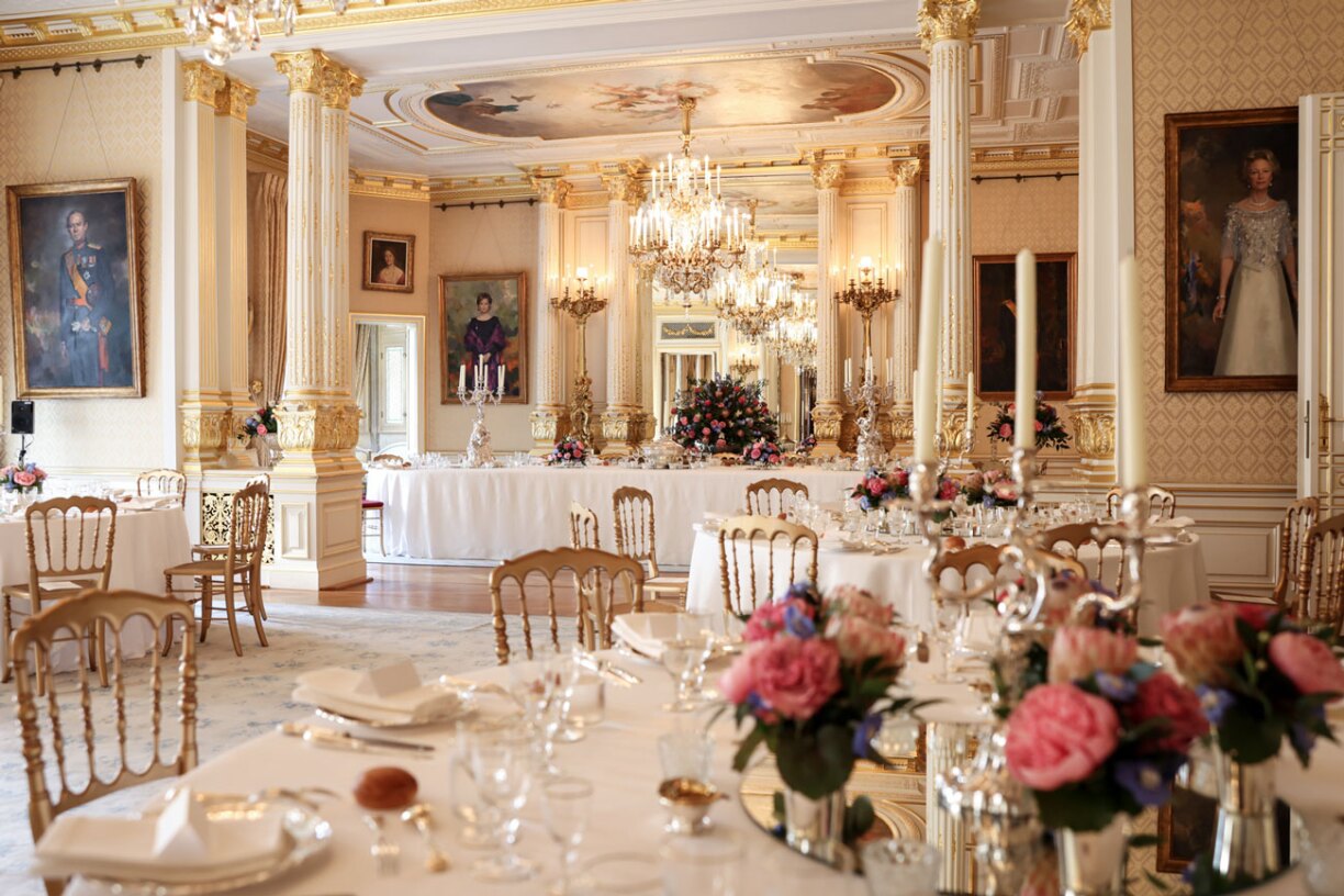 The Grand Ducal Palace's reception hall is ready to welcome 130 guests for a gala dinner to celebrate the new Grand Ducal couple.