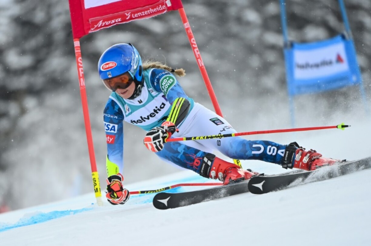 L'Américaine Mikaela Shiffrin lors du slalom géant de Lenzerheide (Suisse) le 21 mars 2021