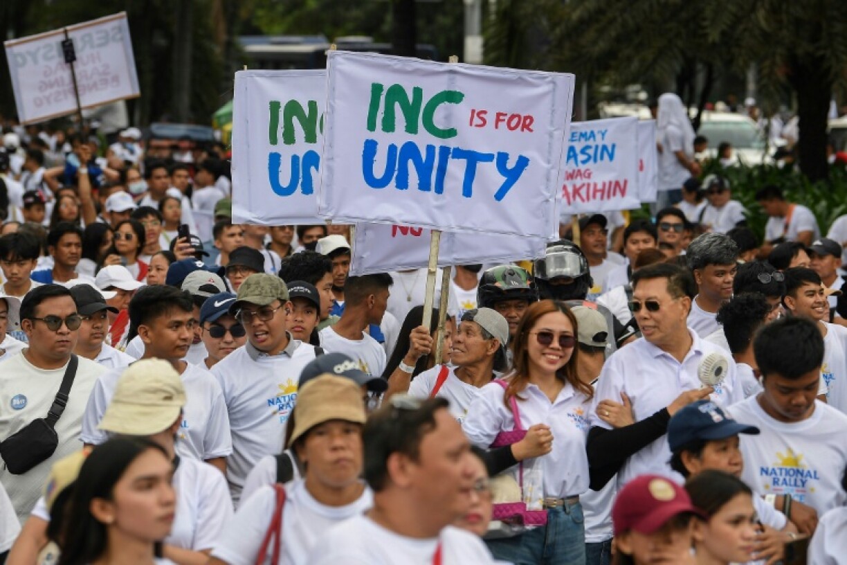 Police said more than a million members of an influential religious sect gathered in the Philippine capital on Monday