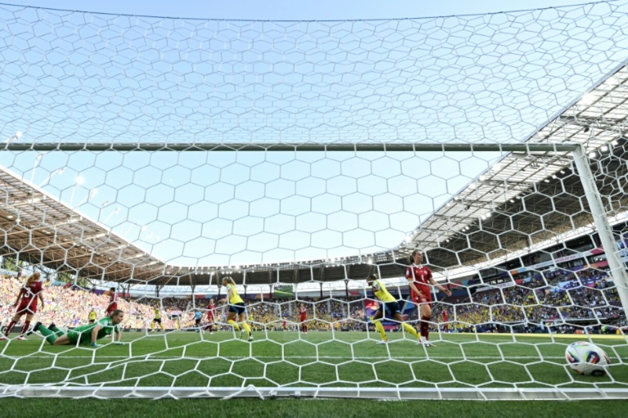 Filippa Angeldahl scored for Sweden against Denmark at Women's Euro 2025