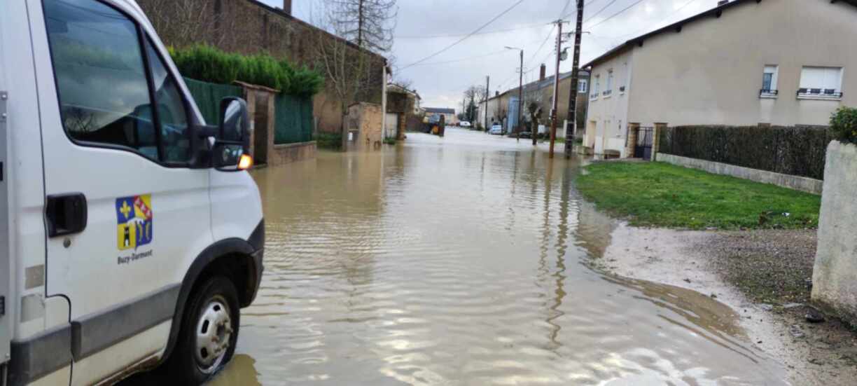 Les inondations dans le secteur Buzy-Darmont.