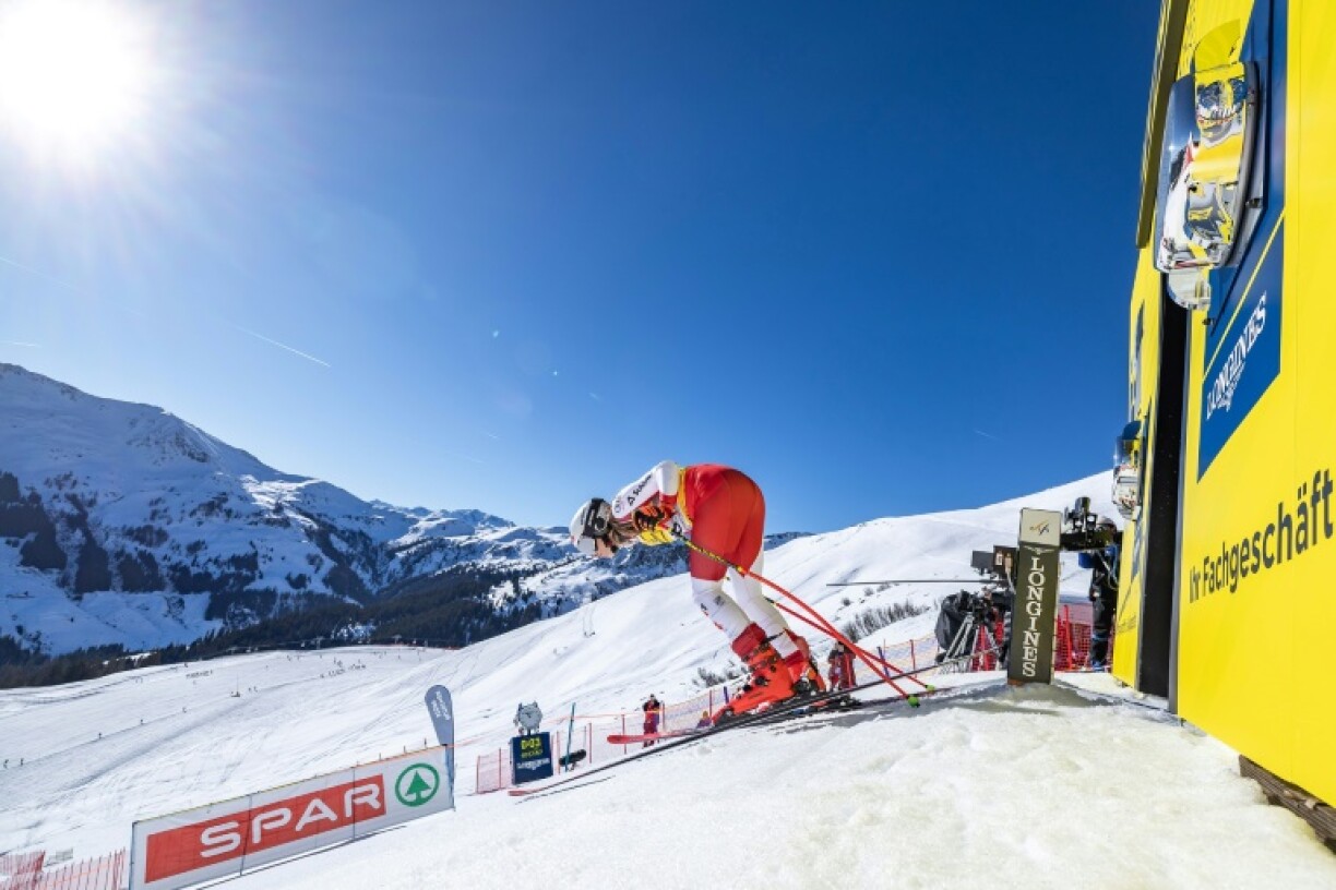 Austria's Mirjam Puchner takes part in the women's second downhill training