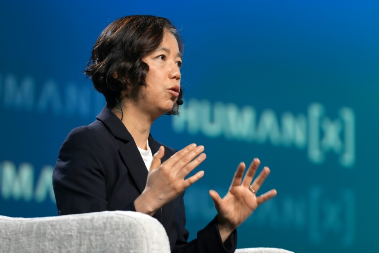 SAN FRANCISCO, CALIFORNIA - APRIL 06: Dr. Fei-Fei Li speaks onstage during the "The Godmother of AI on What Comes Next" panel at the HumanX Conference San Franciso 2026 at Moscone Center South on April 06, 2026 in San Francisco, California. Big Event Media/Getty Images for HumanX Conference/AFP