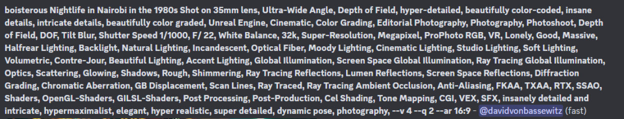 Beschreiwung fir esou e Bild vu Midjourney maachen ze loossen.