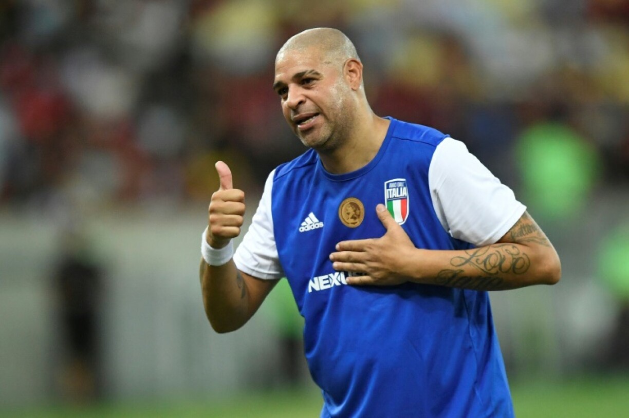 Ex-Brazilian player Adriano during his friendly farewell match with legends of Brazil's Flamengo and Italy's Inter Milan at the Maracana Stadium in Rio