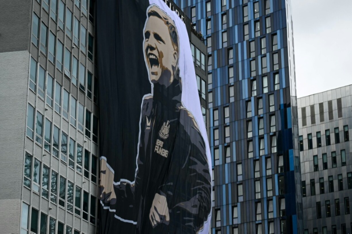 Newcastle fans unveiled a giant banner of Eddie Howe opposite to St James' Park