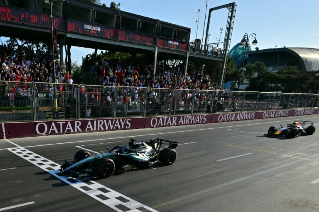 George Russell edges out Max Verstappen to win the Azerbaijan Grand Prix