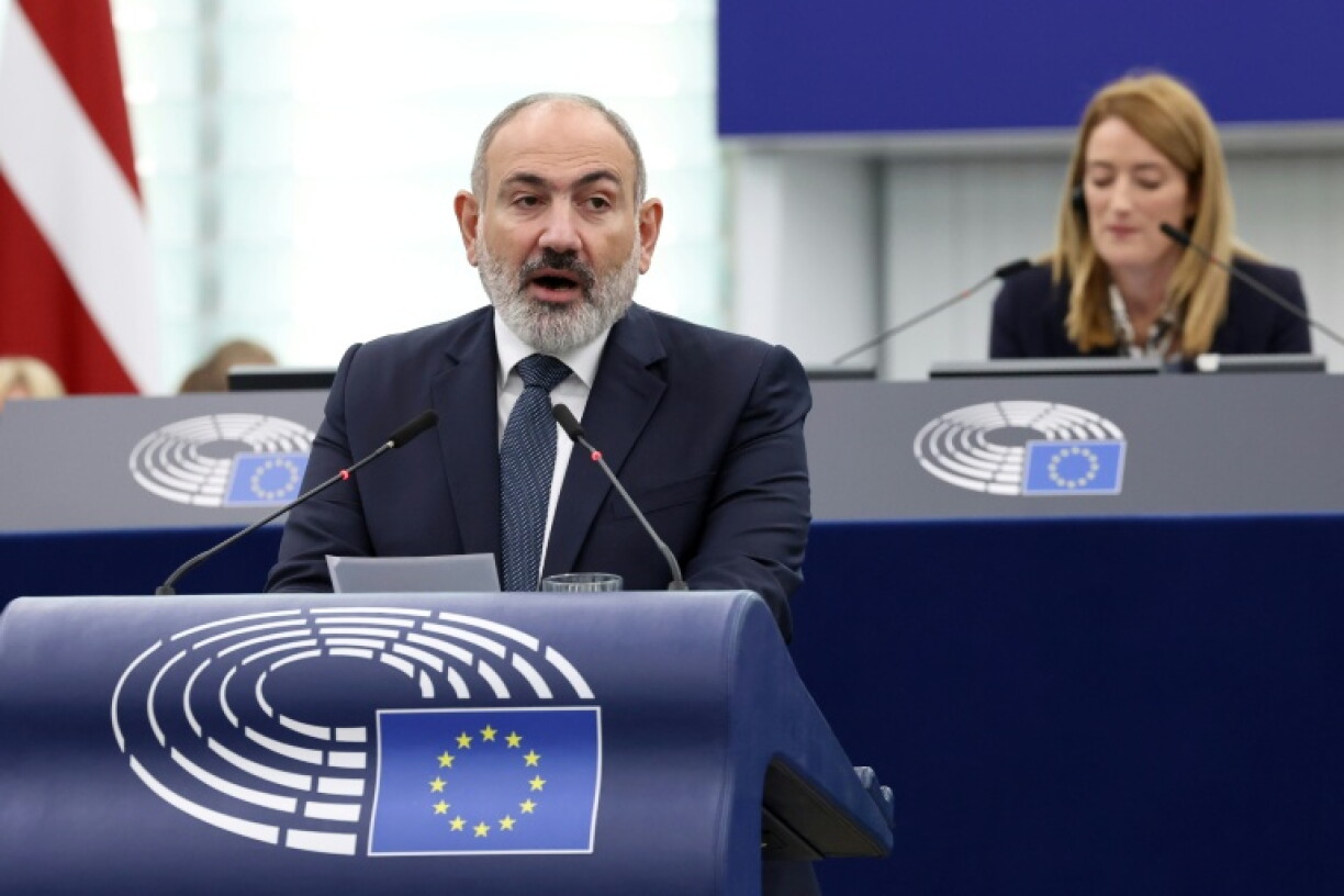 Le Premier ministre arménien Nikol Pachinian au Parlement européen à Strasbourg le 17 octobre 2023