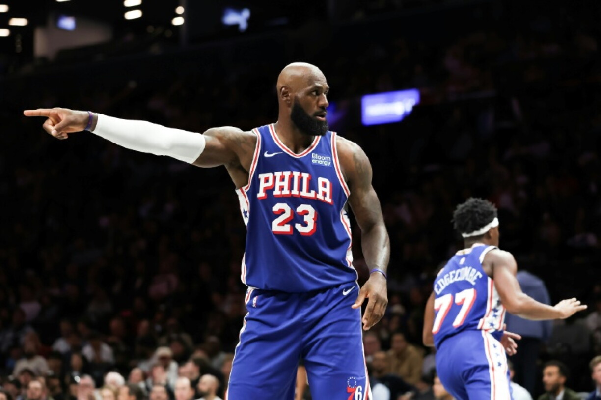 LeBron James plays his first pre-season game with the 76ers at the Brooklyn Nets