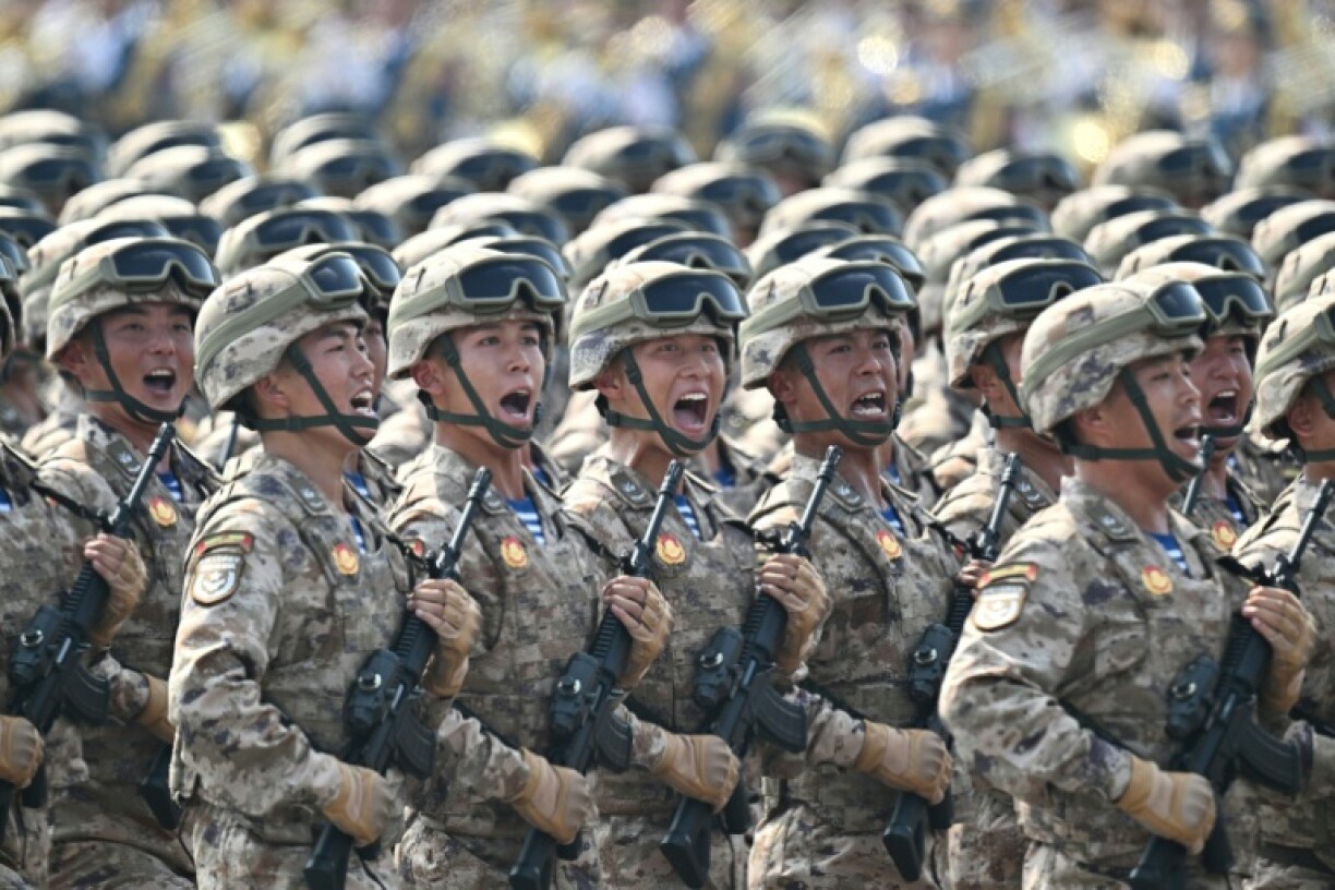 Chinese troops march during a military parade marking the 80th anniversary of victory over Japan and the end of World War II, in Beijing’s Tiananmen Square