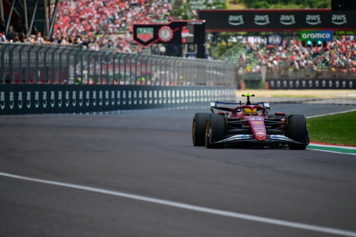 Ferrari's British driver Lewis Hamilton in final practice for the 2025 Emilia Romagna Formula One Grand Prix at Imola