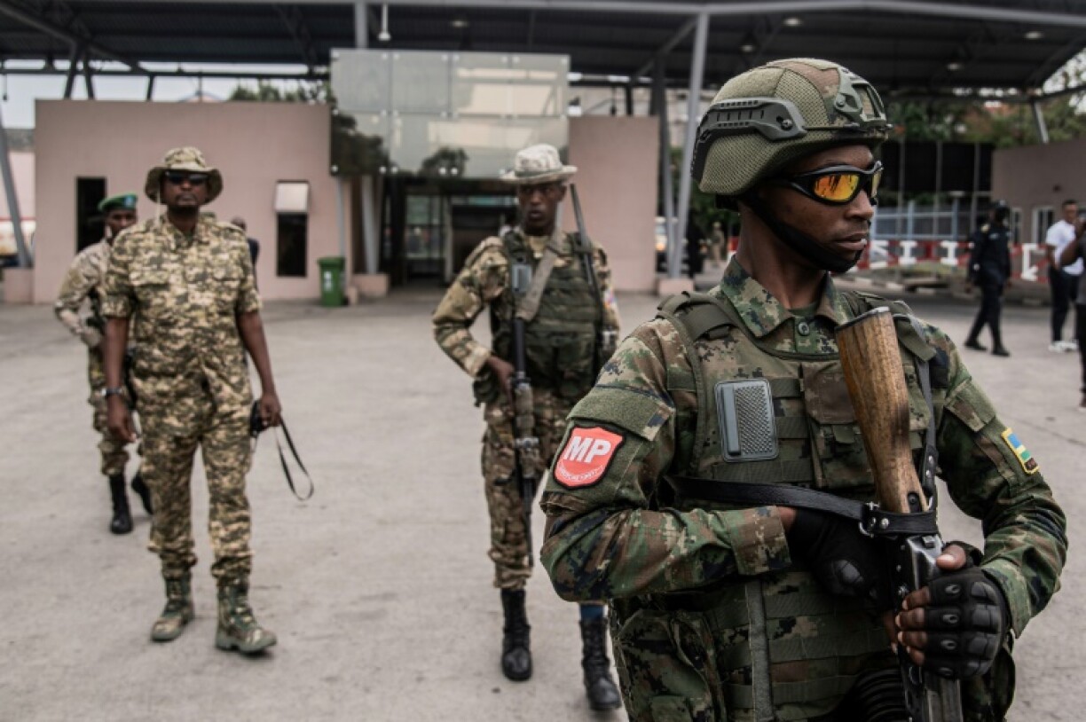 Members of the M23 movement in Goma in March after launching their DR Congo offensive this year