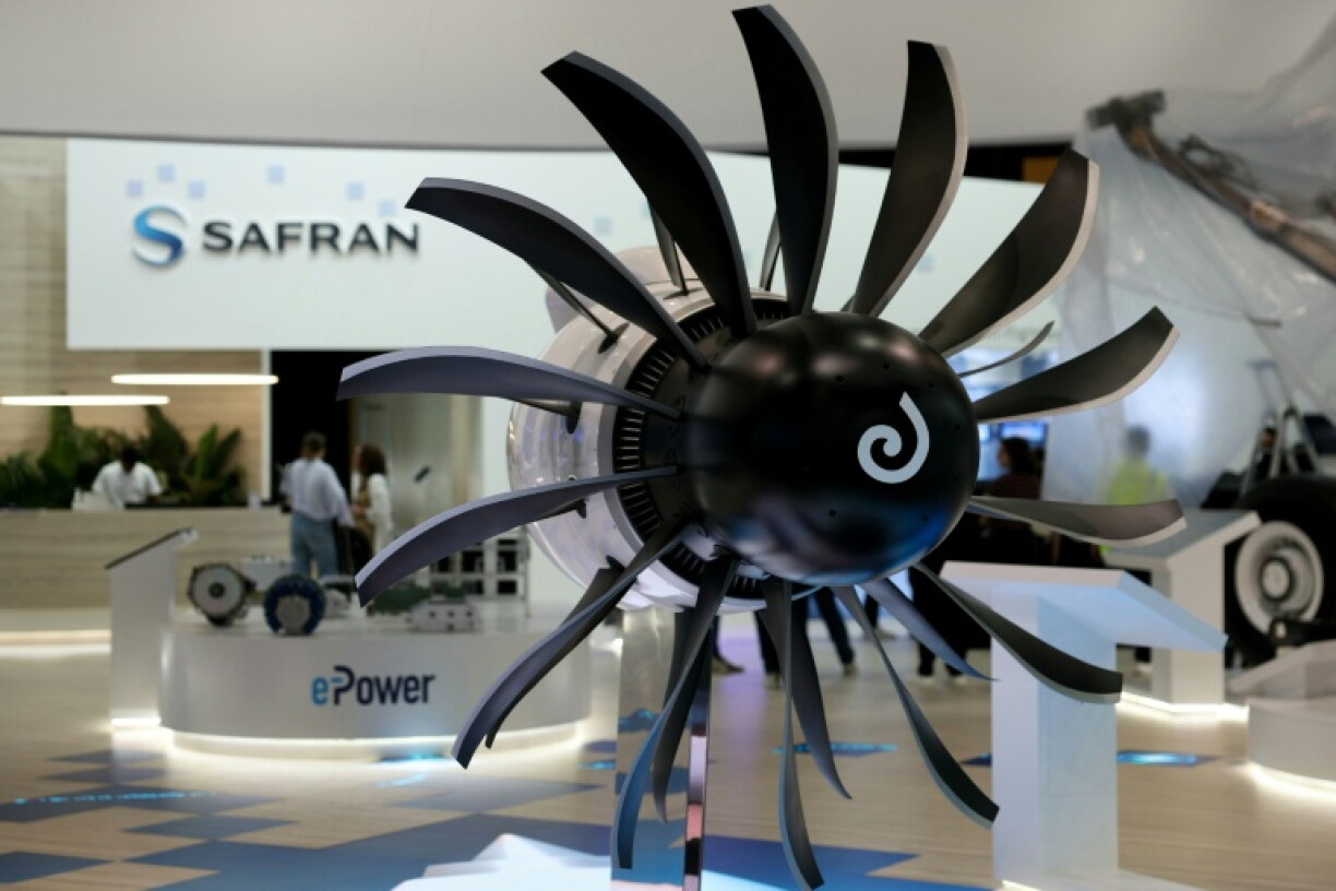 The innovative Rise open fan a joint production by Safran and GE Aeronautics which cuts fuel burn and carbon emissions