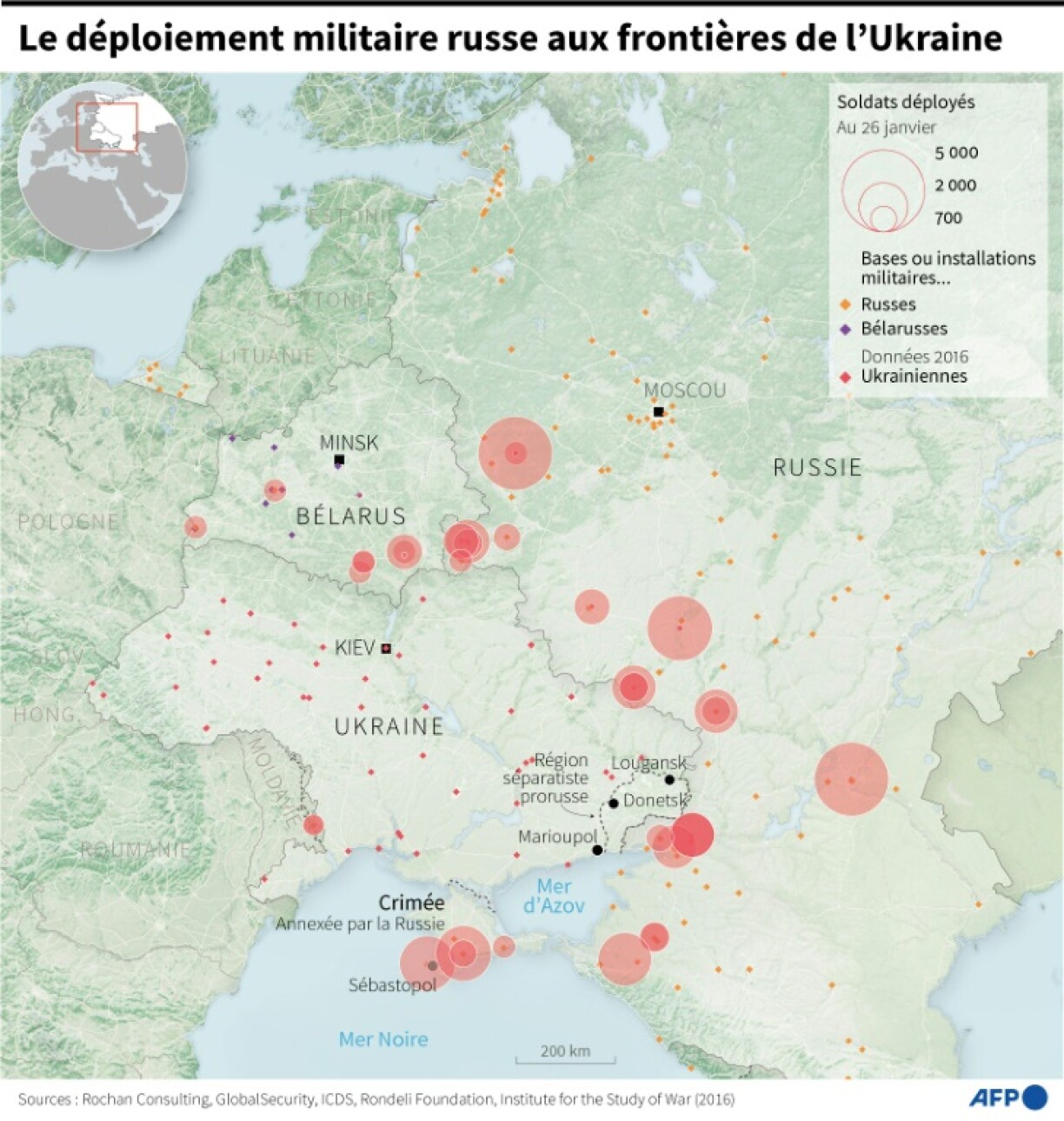 Le déploiement militaire russe aux frontières de l'Ukraine