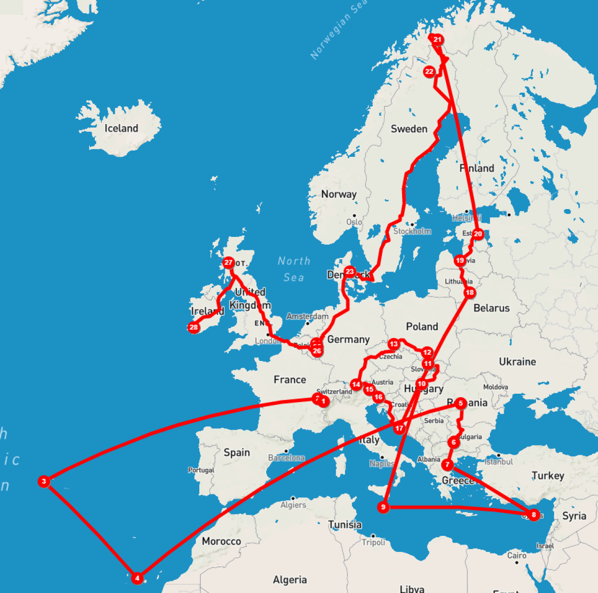 The route Ian O'Brien will be taking in June