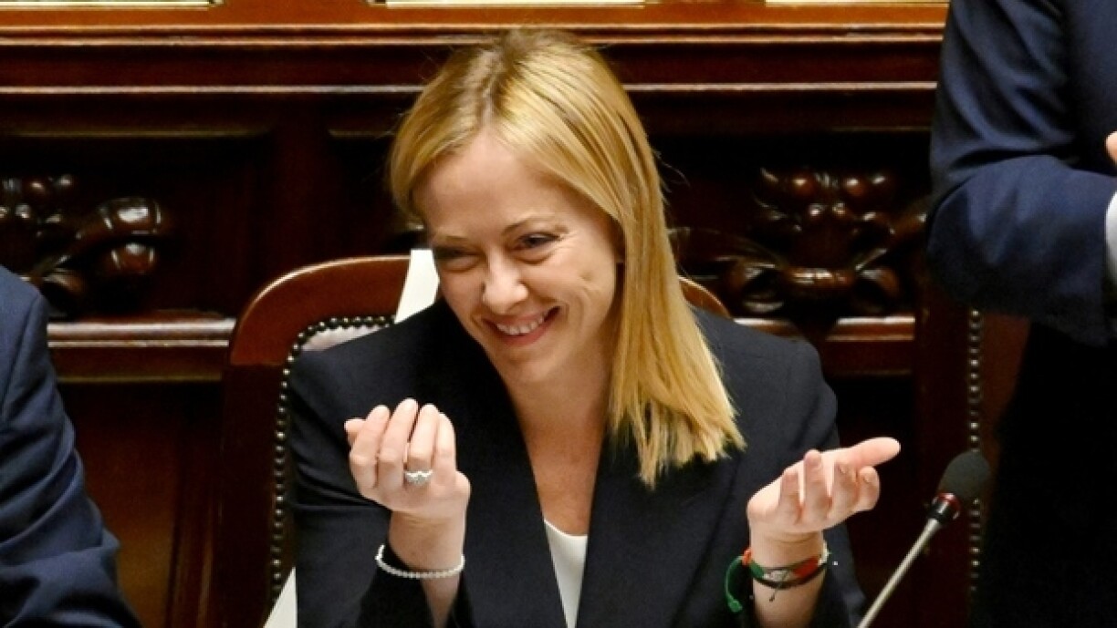 La nouvelle Première ministre italienne Giorgia Meloni au Parlement, le 25 octobre 2022, à Rome.