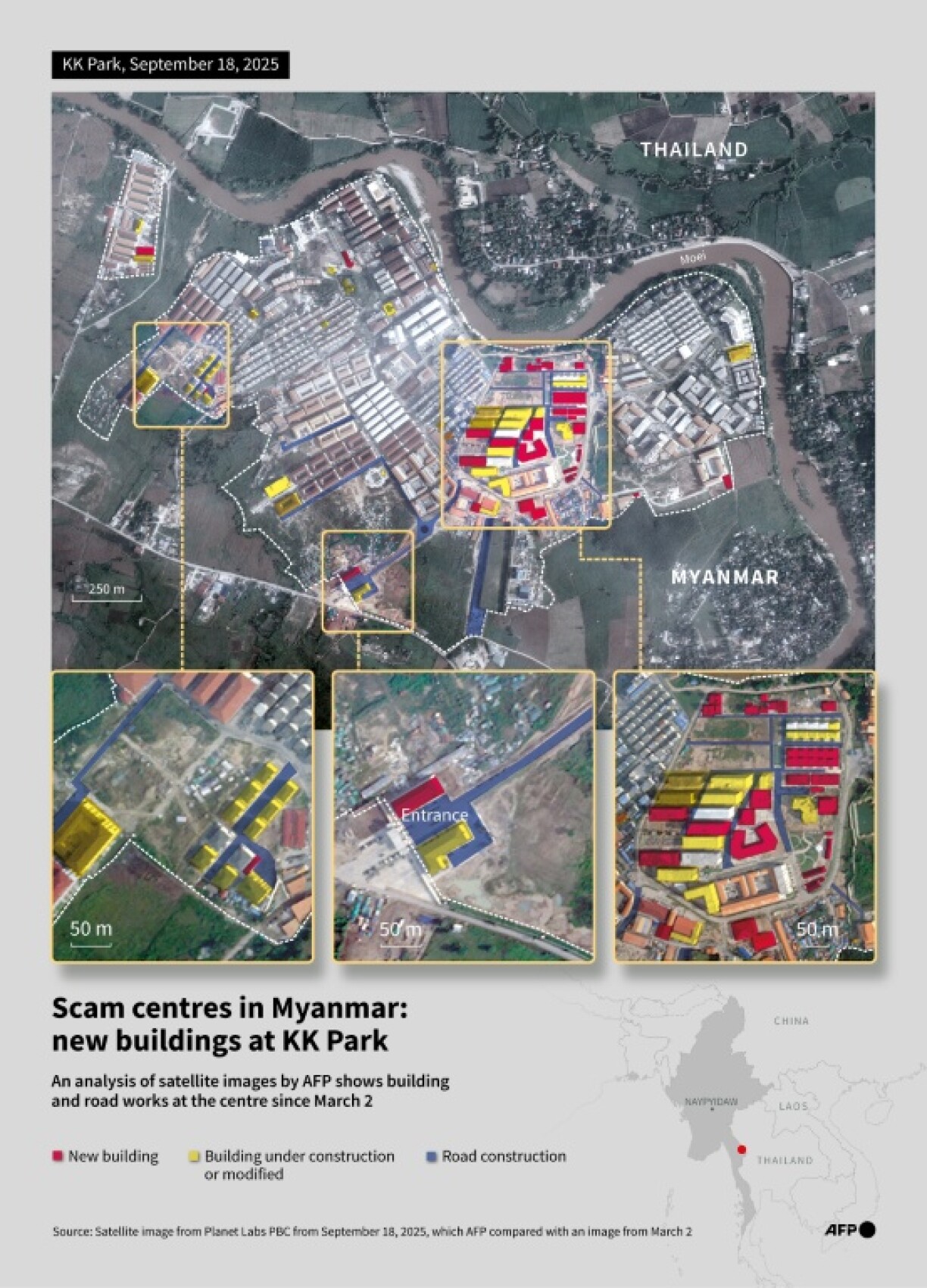 Scam centres in Myanmar: new buildings at KK Park