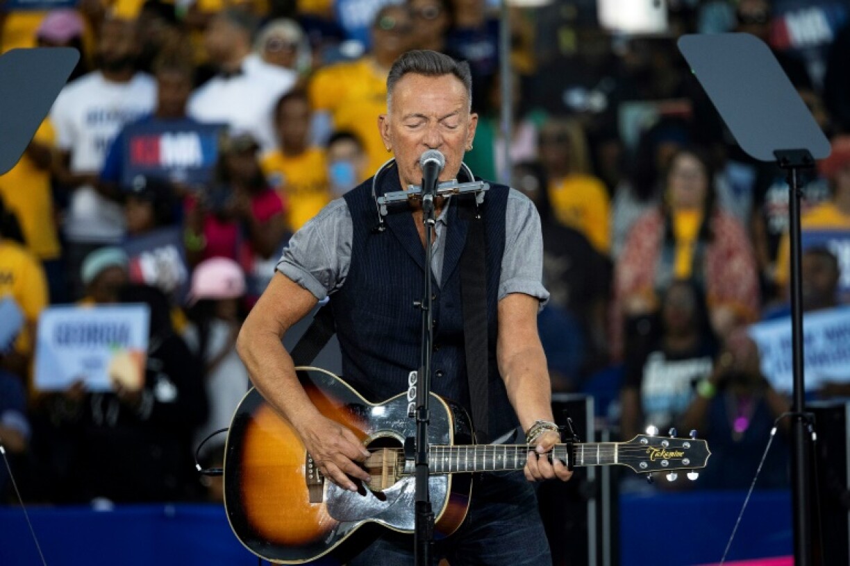 Bruce Springsteen en soutien à Kamala Harris lors d'un meeting de la démocrate à Atlanta le 24 octobre 2024